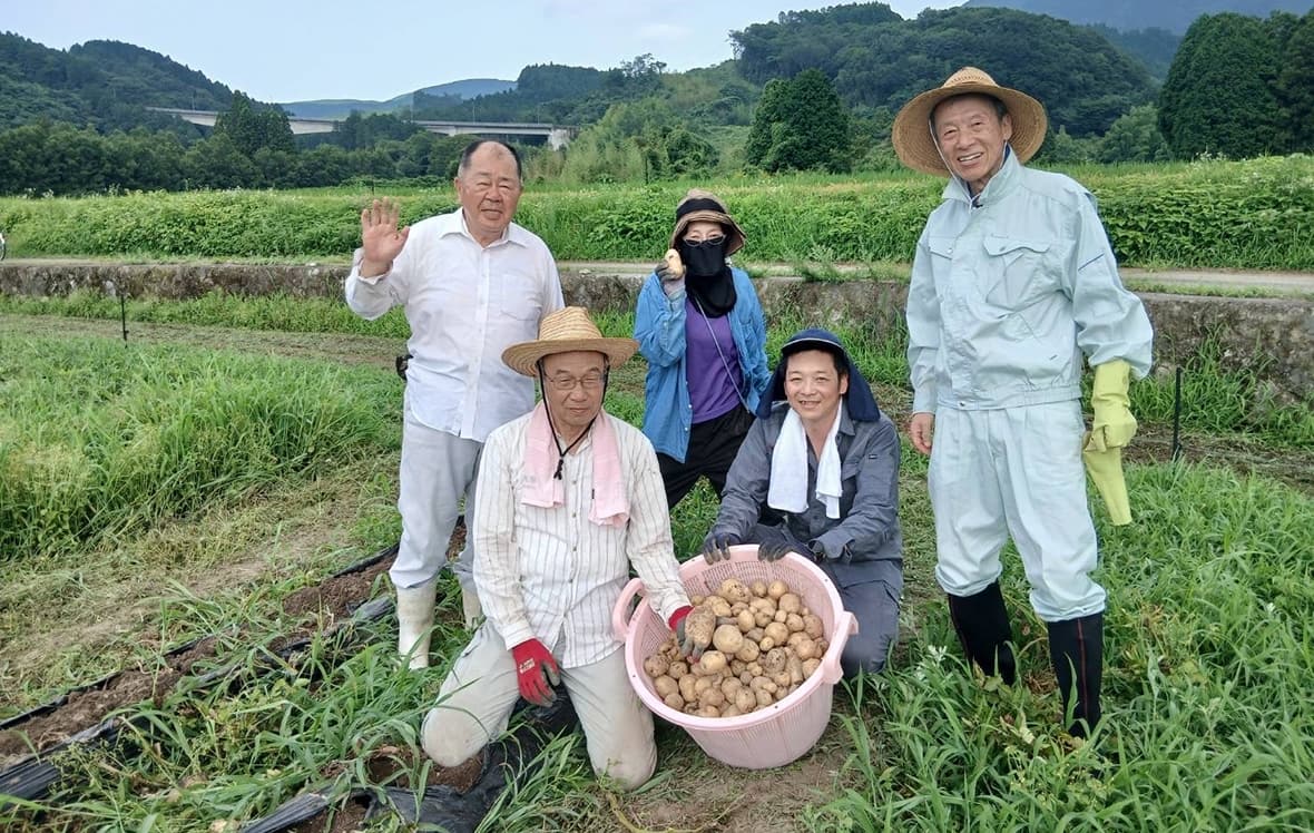 こんにゃく芋の消毒作業とじゃがいもの収穫作業6